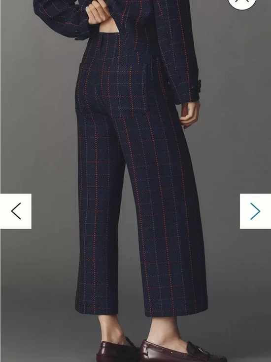 Anthropologie Maeve The Colette Merrick Knit Crop Pants Blue Red size 31 - Picture 4 of 11